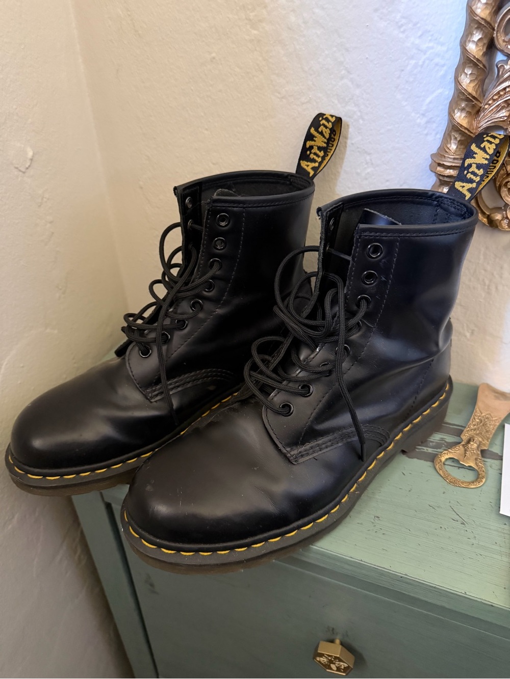 Dr. Martens 8 eye lace up leather combat boots